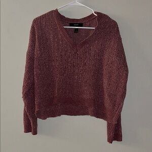 Forever 21 Burgundy V-Neck Sweater